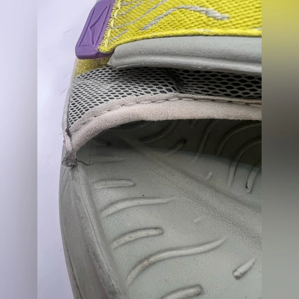 Hoka One One, Ora Luxe, Men’s Grey w/Yellow‎ & Purple Slide Sandals- Size:12